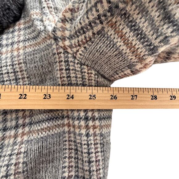 VTG 70s Weathercaster Car Coat Mens 44 US L Gray Tweed Faux Fur Lined Jacket - Picture 4 of 7